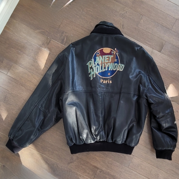 Men's Leather Bomber jacket Planet Hollywood Paris, France - Picture 2 of 9